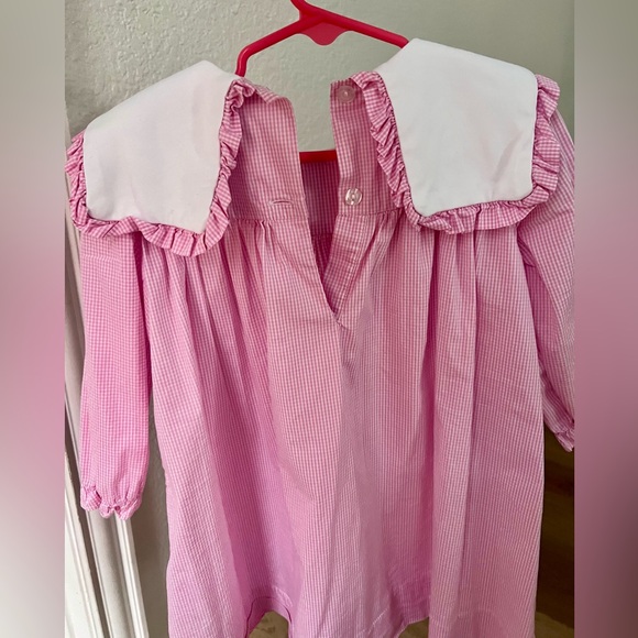 Toddler Pink Gingham Dress with Embroidered Turkey Accents - Picture 5 of 10